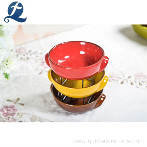 Customized Logo Glazed Small Casserole Ceramic Cookware